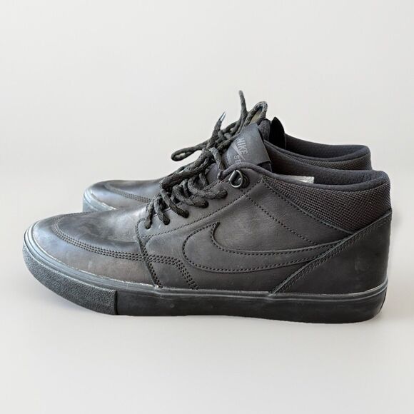 Nike SB Portmore 2 Solar Mid Premium Black Leather Shoe 923199-001 Men’s 9.5